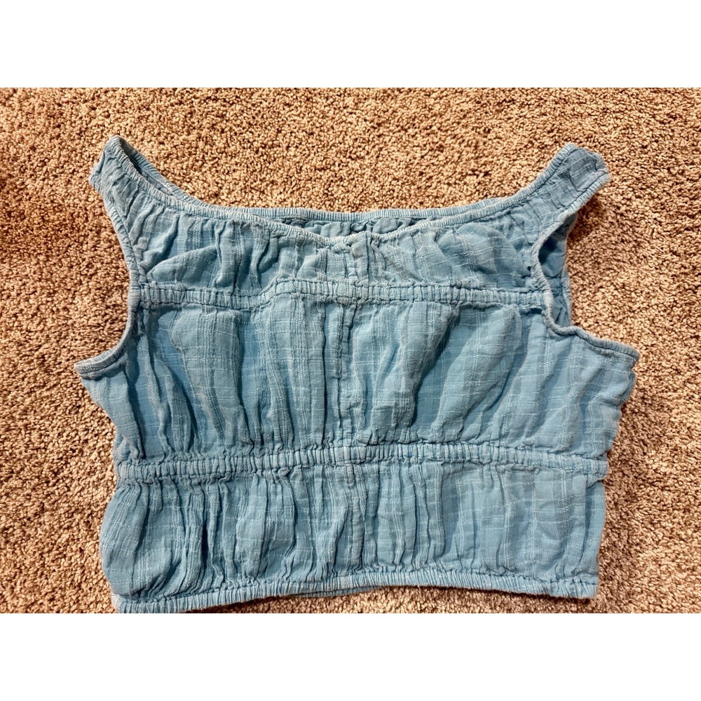 American Eagle Blue Babydoll Crop Top Blouse XS
